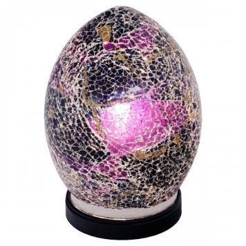 Fabulous Medium Mosaic Glass Flower Pink Purple Tile Egg Table Lamp Desk LM72PLT 